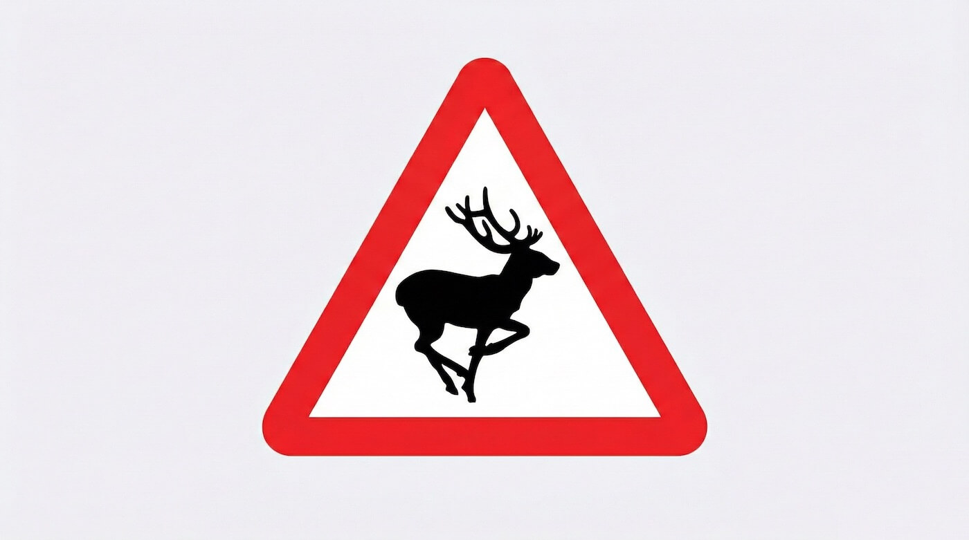 Señal de ciervos en carretera de Escocia.