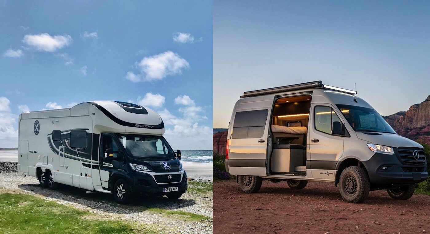 Autocaravana y camper juntos para comparar tama&ntilde;os